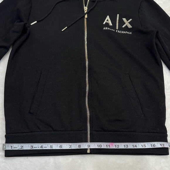 Authentic Unisex Armani Exchange Black and Gold Zip Up Sweater with Logo - Picture 7 of 16
